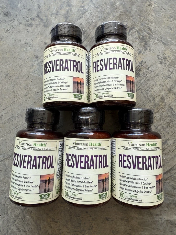 💥OFERTA💥 (PAQUETE DE 5) Suplemento Vimerson Health RESVERATROL 60 Cápsulas Foto 1 de 4