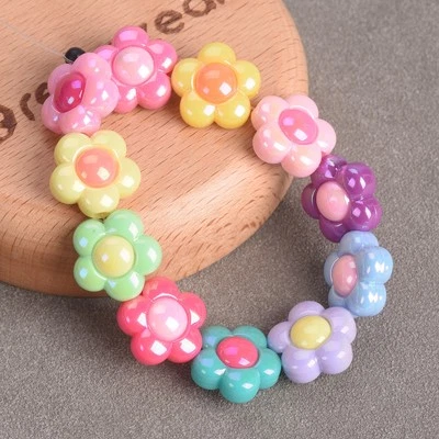 10pcs 16mm Glossy Flower Shape Acrylic Plastic Loose Beads For Jewelry Making - Image 1 of 4