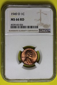 1949-D Red NGC MS66RD Lincoln Wheat Cent 1c #B38062