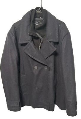 Abrigo Andrew Marc NY Peacoat Mujer XXL Azul Marino Mezcla Lana Doble Pecho Foto 1 de 4