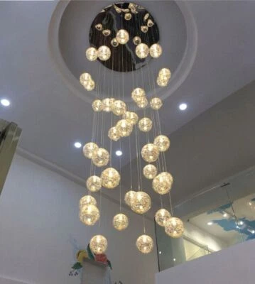 Lámpara de techo colgante de bola globo de vidrio contemporáneo lámpara de escalera en espiral Foto 1 de 4