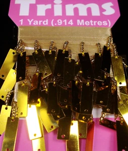 Lentejuelas/Cuentas Borde 914mm Oro Rectángulos Baile Disfraz Escenario - Imagen 1 de 2