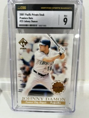 Tarjeta de béisbol CSG 9 2001 stock privado fecha de estreno #55 Johnny Damon/90 Royals Foto 1 de 3