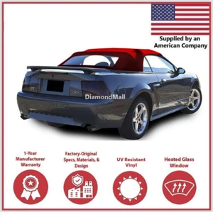 Convertible Soft Top Fits 94-04 Ford Mustang w/DOT Heated Glass Window, Bordeaux - Picture 1 of 3