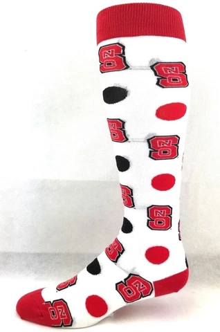 North Carolina State Wolfpack Ladies Polka Dot Crew Socks Medium Cover