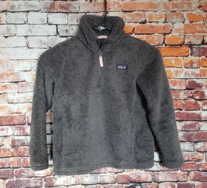 ๐ฅ Patagonia Quarter Zip Gray Fuzzy Sweatshirt || Girl's Size Small S 7-8 - Picture 1 of 6