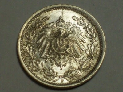 Silver 1918-F Germany Empire 1/2 Mark  KM#17  Choice AU/Unc.     SN3679 - Image 1 of 2