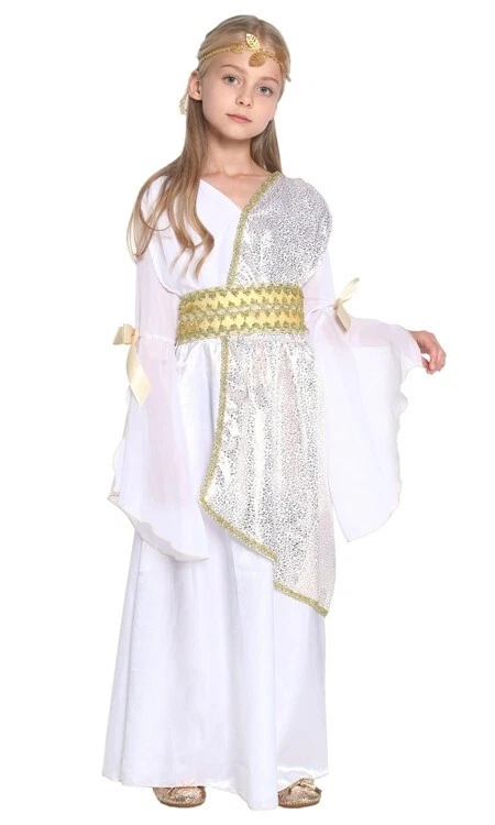 Niñas Griego Disfraz Griego Romano Toga Túnica Emperatriz Egipcio Niños Vestido Elegante Foto 1 de 1