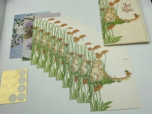 Vintage Fold Over Just A Note Cards Kitty Cat Butterfly Stationary 1979 Current - Picture 1 of 7