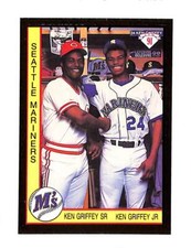Ken Griffey Jr & Sr 1991 American Sports Monthly Gold Foil Border Card #8