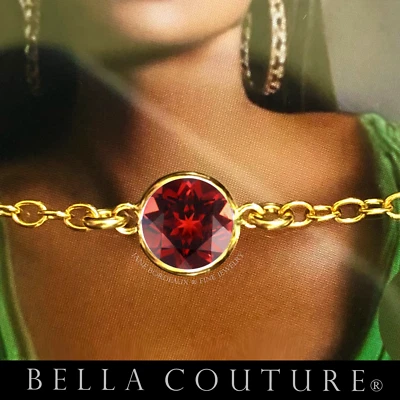 $595 18K YELLOW GOLD NATURAL GARNET STATION BRACELET VICTORIAN 14K CHARM PENDANT - Image 1 of 4