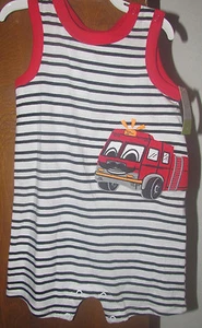 Boys Okie Dokie NWT sleeveless fire truck creeper size 12 months - Picture 1 of 2