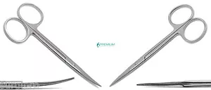 2 Pcs Iris Scissors Straight & Curved 4.5" Surgical Dental Veterinary Instrument - Picture 1 of 12
