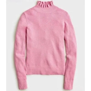 NWT!! J. CREW Metallic Merino Wool Ruffleneck Sweater Resort Pink Pullover Small - Picture 1 of 11