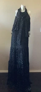 Calvin Klein Black Tiered Shimmering Evening Long Dress Sz 14 - Picture 1 of 3