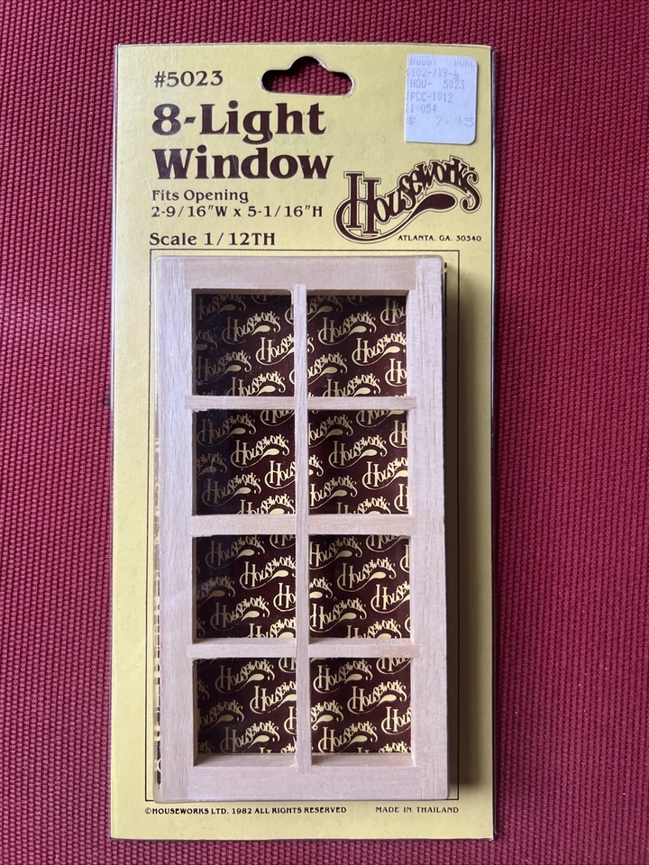 Houseworks 1" Scale Dollhouse Miniature Standard 8-light Window 5023