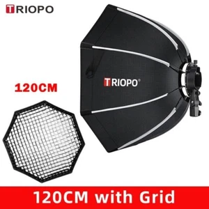 Triopo Softbox K2 120cm Bowens Mount Portable Octagon Softbox+Honeycomb Grid - Picture 1 of 7