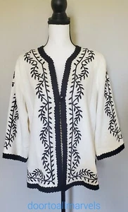 Linea Linen Jacket Cardigan Bohemian Nature Inspired Artisanal Women sz Medium  - Picture 1 of 10