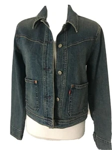 Giacca denim Levis donna taglia junior media etichetta rossa disegno farfalla sul retro - Foto 1 di 7