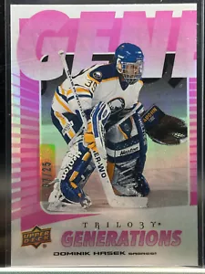 Trilogia Upper Deck 2023-24 Dominik Hasek /25 Generazioni Rosa #TG-7A Sciabole HOF - Foto 1 di 2