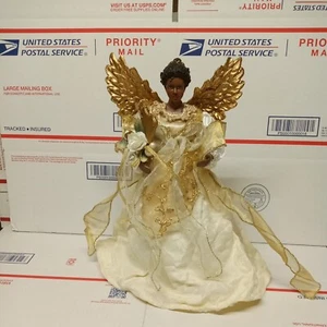 VINTAGE 12 Inch African American Angel Doll Christmas Ornament Tree Topper  - Picture 1 of 12