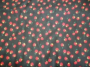 Unwashed Cotton Fabric Cranston Print Works Apples on Black Background - Picture 1 of 1