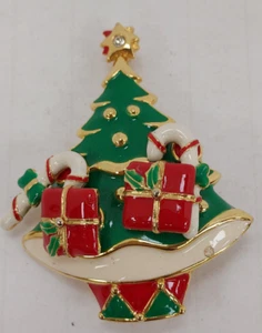 Pin & 2 pair o Earrings Christmas Tree 2 3/8" x 2" Enameled Metal ©RO-AN - Picture 1 of 4