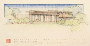 Bachman Wilson House Frank Lloyd Wright Drawing Print Usonian Architecture - Picture 1 of 2