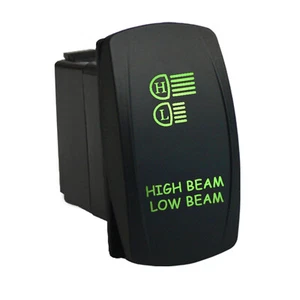 Rocker switch 639G2 12 volt HIGH BEAM LOW BEAM on off on laser LED green - Picture 1 of 1
