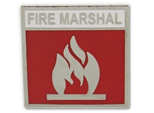 FIRE MARSHALL RED ENAMEL METAL BADGE - EASY IDENTIFICATION - Picture 1 of 2