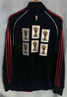 Adidas Chicago Bulls 6X Champs  Mens Medium 90s Banner Track Jacket Trefoil - Image 1 of 4