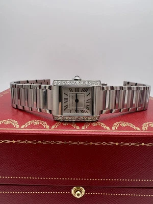 Juego de caja Tank Française pequeña fábrica bisel diamante acero W4TA0029 Foto 1 de 4