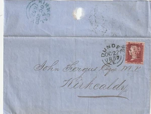 GB DUNDEE Scotland Experimental Cancel QV 1d Red Code E Numeral 114 Grid 1857 - Picture 1 of 1