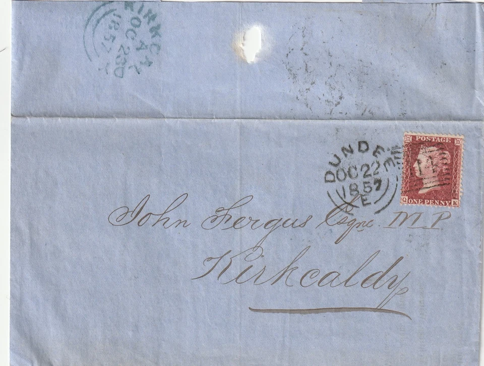 GB DUNDEE Scotland Experimental Cancel QV 1d Red Code E Numeral 114 Grid 1857 - Image 1 of 1