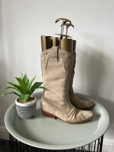 River Island cowboy boots UK Size 6 / 39 Soft Suede Leather - Picture 1 of 12