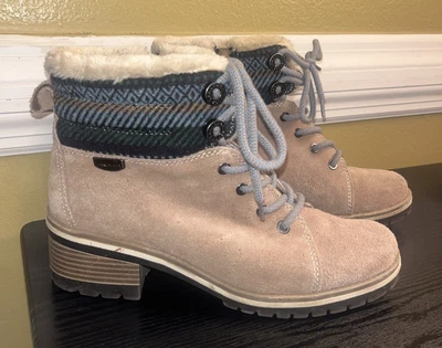 Botas deportivas Anne Klein marrón con cremallera piel tacón de cuña talla 8,5 botines gamuza Foto 1 de 4