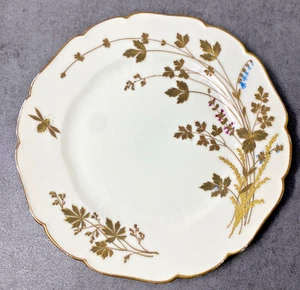6 Haviland CFH GDM Limoges gold blue plates floral insect BEE FIREFLY BUTTERFLY - Picture 1 of 7