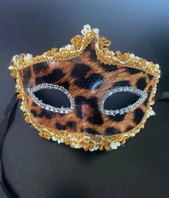 Lace Leopard Print Masquerade Mask - Image 1 of 2