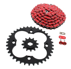 Cadena roja sin junta tórica y piñón negro 12/36 92L 88-1989 Honda FourTrax TRX 250R - Imagen 1 de 6