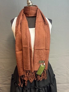 NUEVO CON ETIQUETAS Boru Jimmy Hourihan Lana Marrón Bufanda Flecos Extremos 64x17 - Imagen 1 de 3