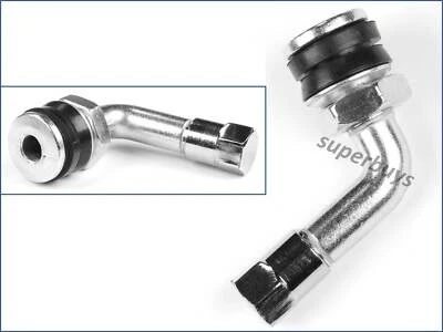 1pc Silver 110 Degree Motorcycle Schrader Valve Tubeless 11.3mm Hole Tyre Stem - Image 1 of 4