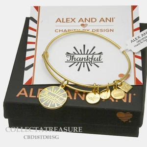Authentic Alex and Ani Thankful, Today is a Gift Yellow Gold Charm Bangle-CBD - Picture 1 of 1