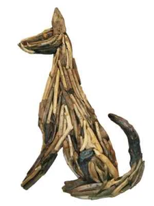 DOG Driftwood BEACH BARK WOOD Wall Art 18"TALL Beach Ocean COASTAL ART - Picture 1 of 3