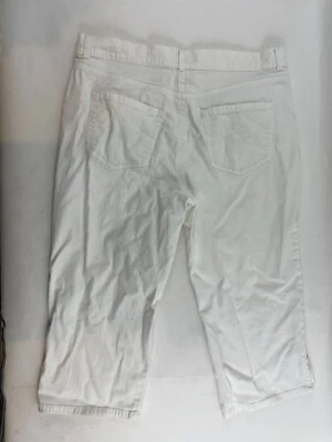 Pantalones de mezclilla Sonoma para mujer talla 14 blancos capris pierna recta tiro medio frente plano Foto 1 de 4