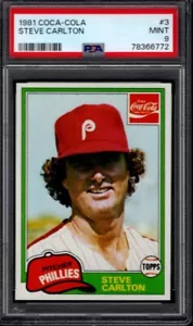 PSA 9 - 1981 Coca-Cola # 3 Steve Carlton Philadelphia Phillies HOF (TOPPS) - Picture 1 of 2
