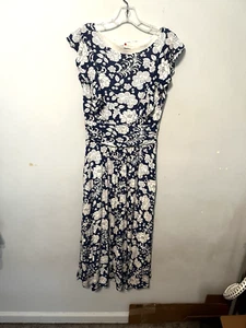 Boden blau weiß Blumen Stretch ärmellos Frühling/Sommer Kleid Pullover Gr. 4 - Bild 1 von 14