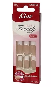 Kiss Long Salon French Artificial Nails Peach 57100 / DGSF05 ‼️RARE‼️ - Picture 1 of 3