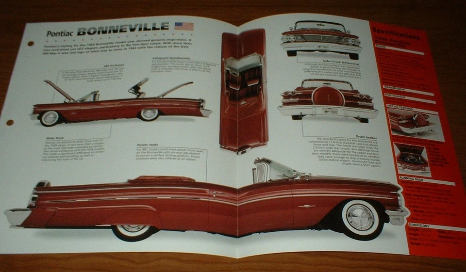 1960 PONTIAC BONNEVILLE CONVERTIBLE ORIGINAL IMP BROCHURE 60 389 SPECS INFO★★ - Image 1 of 1