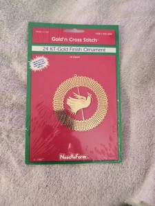 Needleform Gold N Cross Stitch 24 Kt Finish Christmas Ornament  Dove 14 Ct - Picture 1 of 2