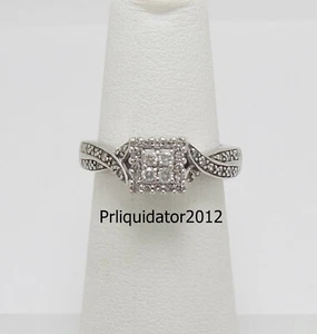 1/4 kt natürlicher Diamant Halo Verlobungsring Hochzeit Braut 10 kt Weißgold Band - Bild 1 von 12